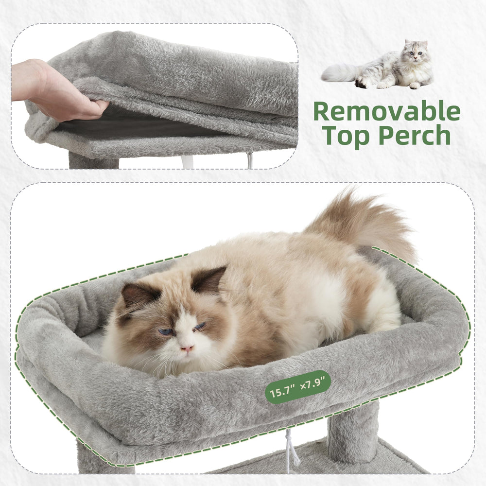 Gitelsnour cat-tree condo doors offer easy access and cozy hideaway.