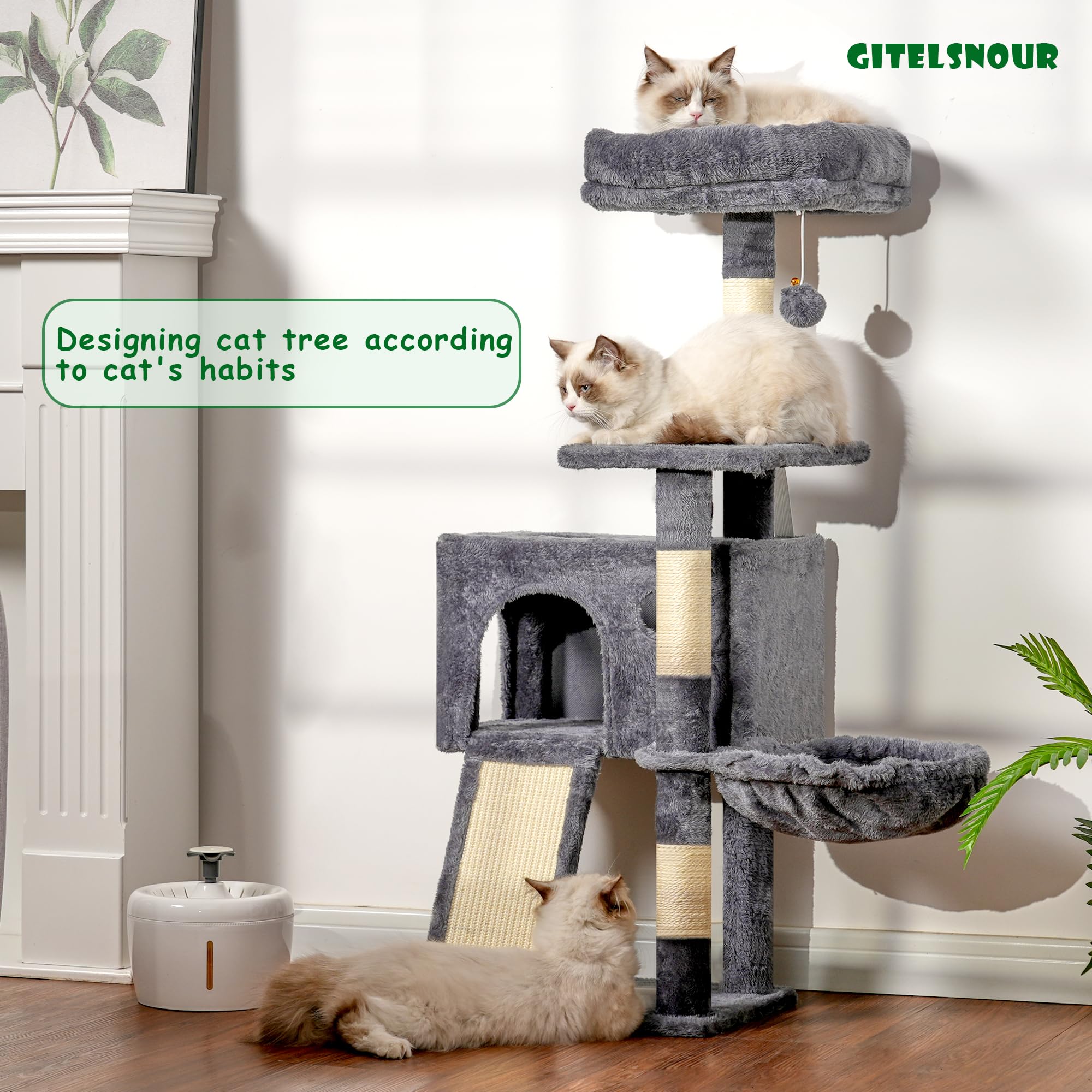 Gitelsnour cat tree cozy cat house invites restful naps and hiding.