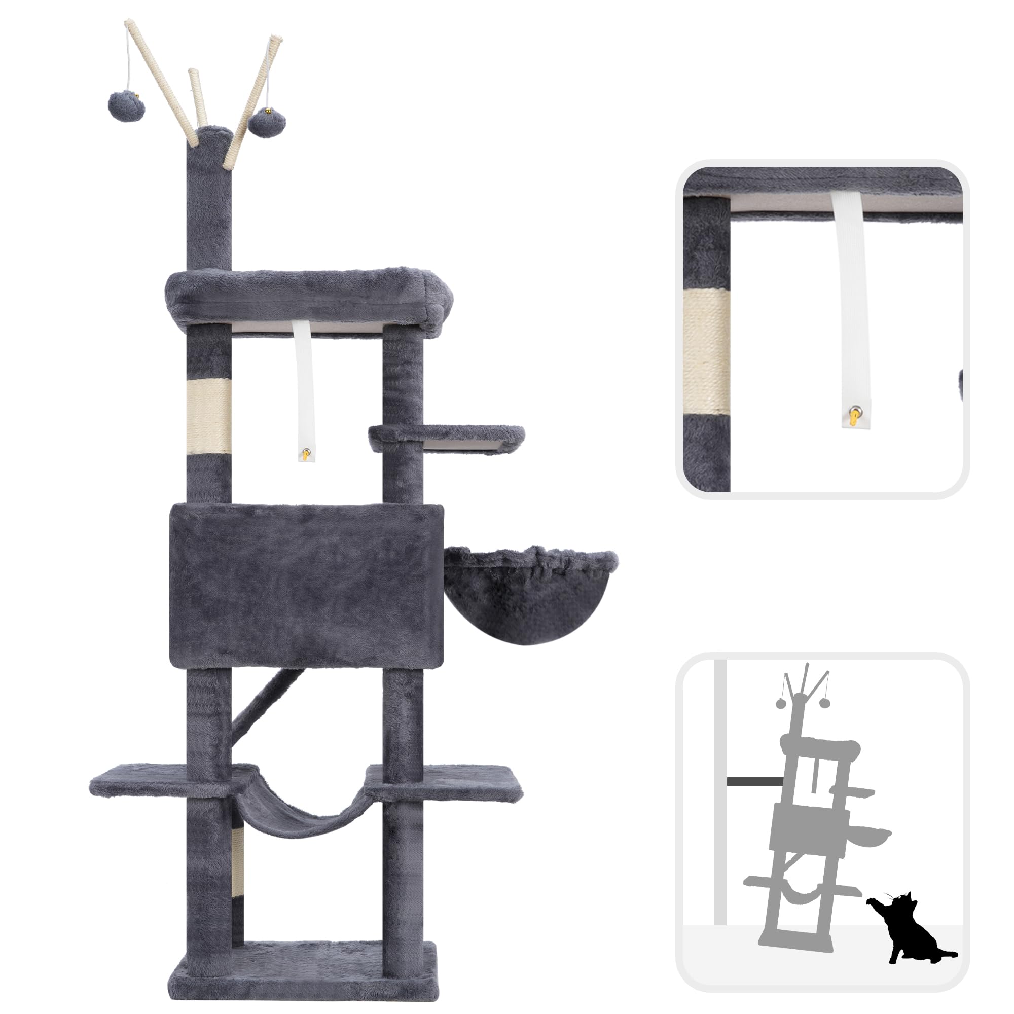 Gitelsnour cat tree deep basket offers snug, private resting space
