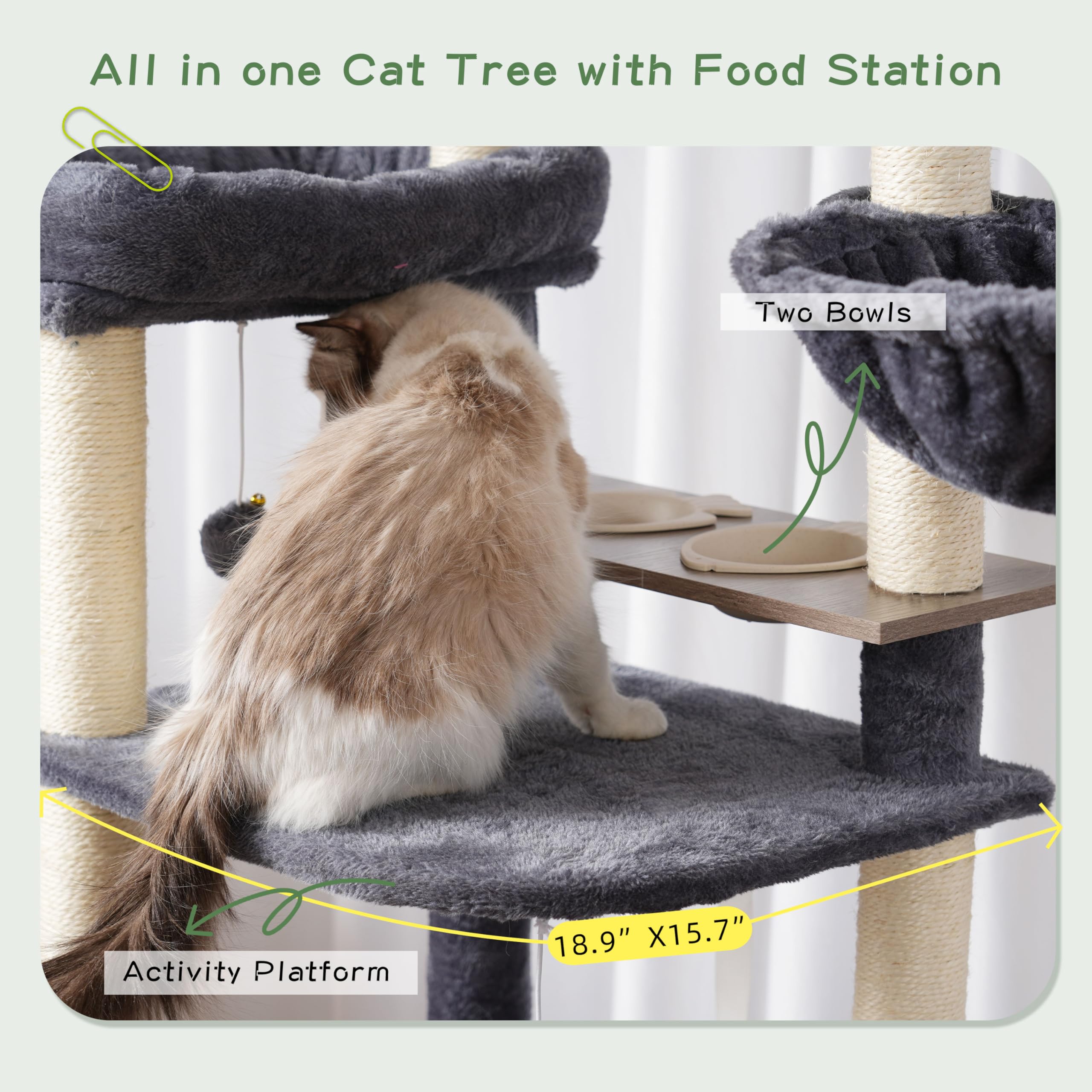 Gitelsnour cat tree hammock provides soft lounging nooks.