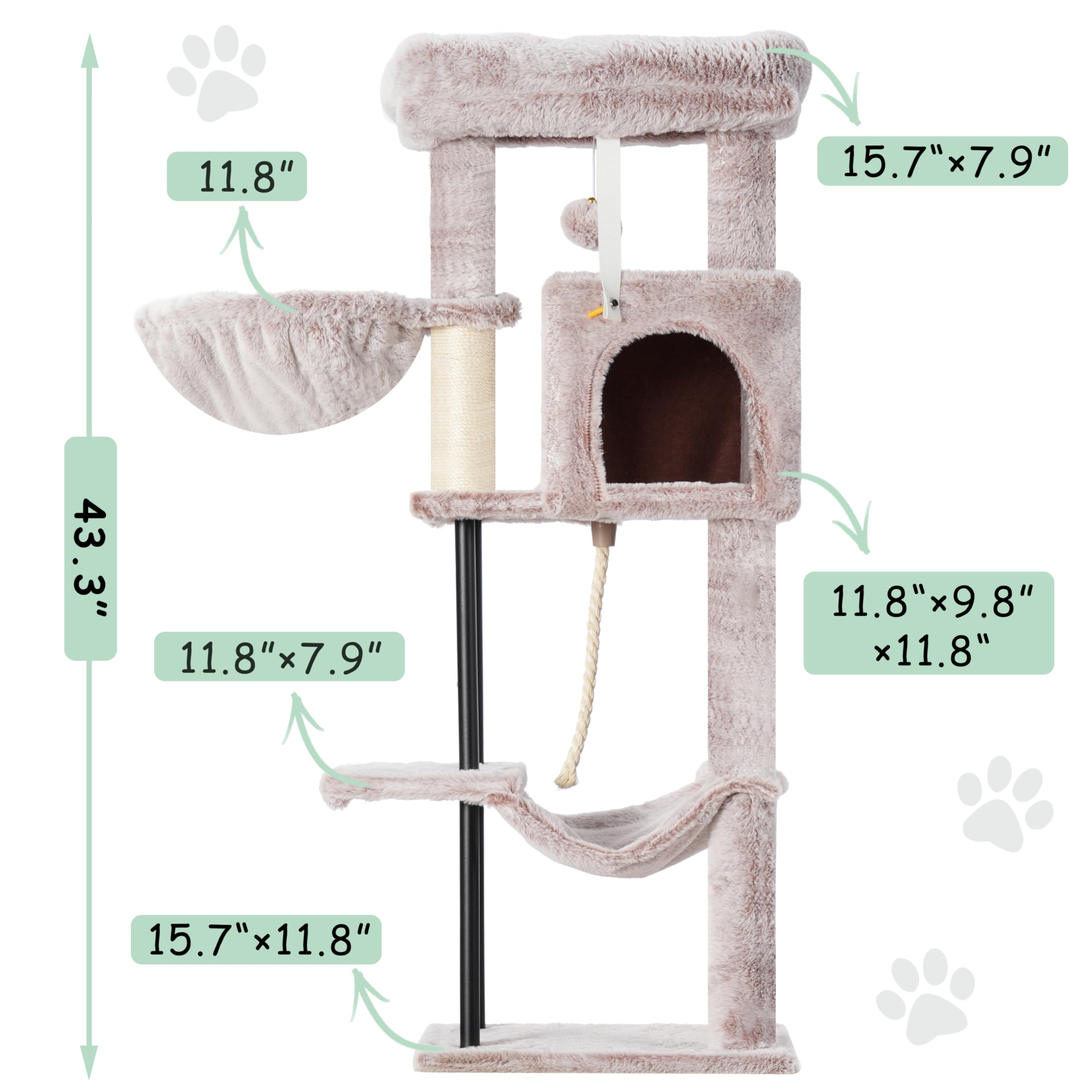 Gitelsnour cat tree hammock invites lounging and stretching after play.
