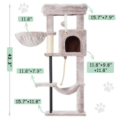 Gitelsnour cat tree hammock invites lounging and stretching after play.