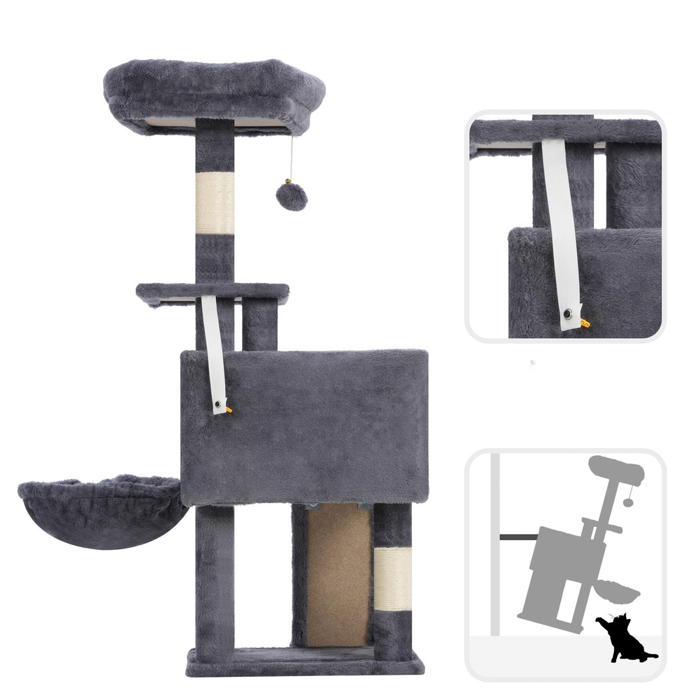 Gitelsnour cat tree hanging fur ball adds interactive play.