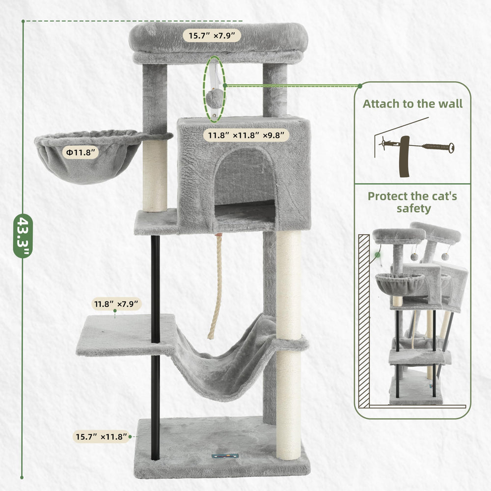 Gitelsnour cat-tree iron frame adds sturdy, modern support.