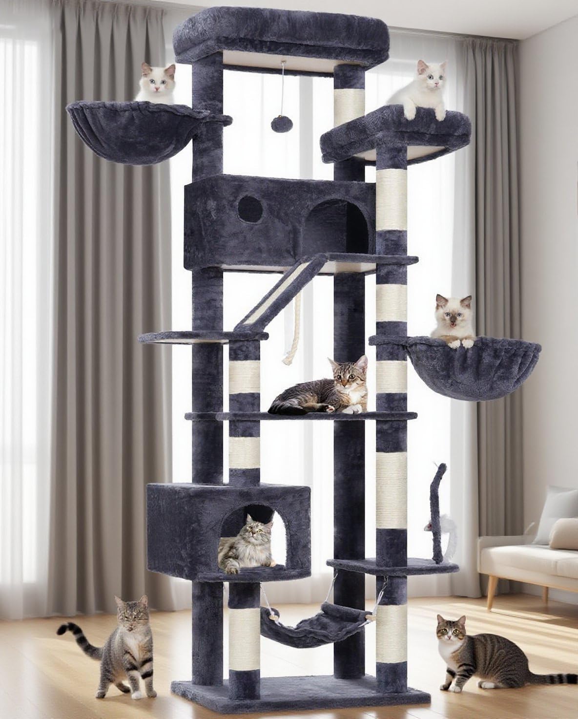 Gitelsnour cat tree designed for large cats with roomy platforms and lounging areas.