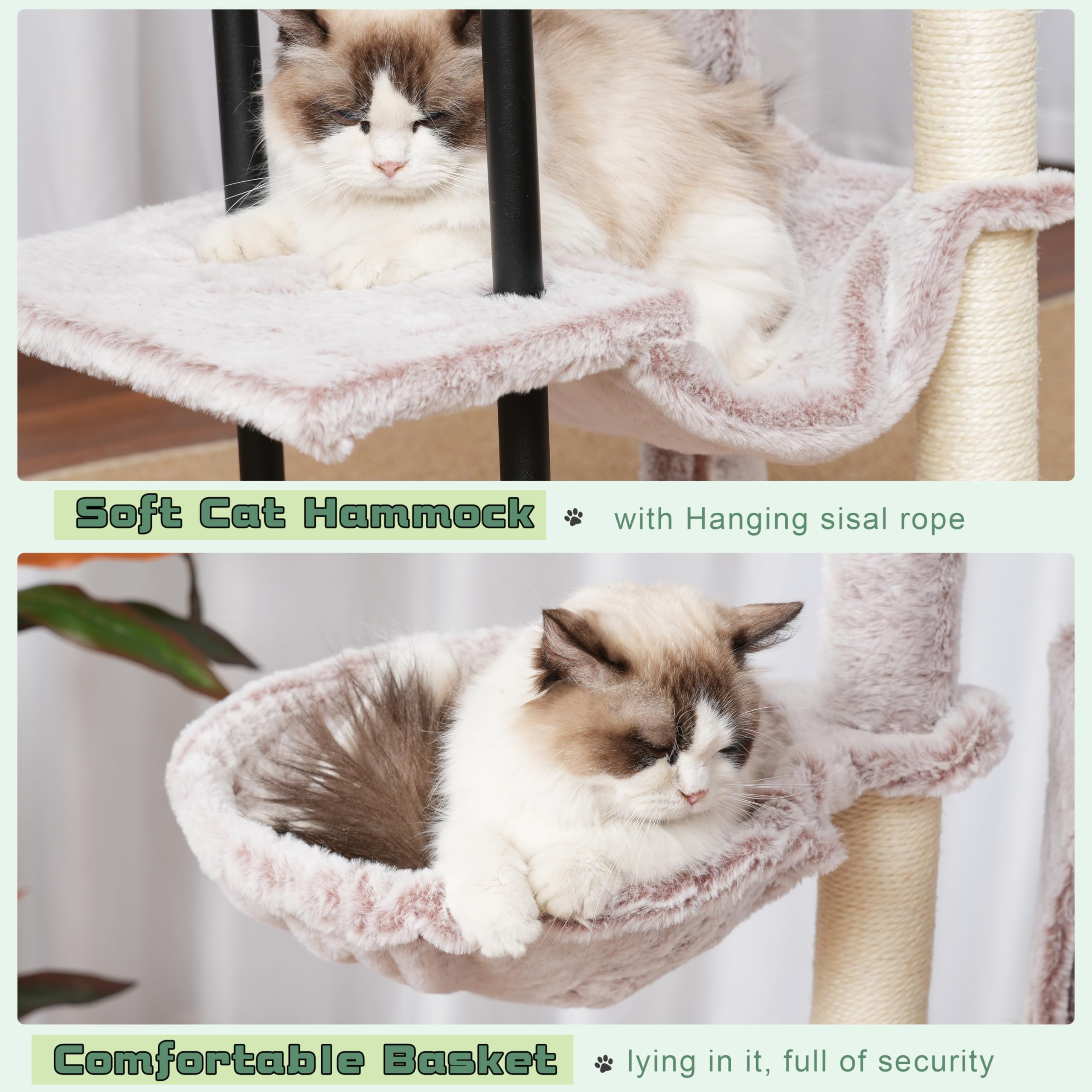 Gitelsnour cat tree plush fabric adds cozy lounging for kittens.