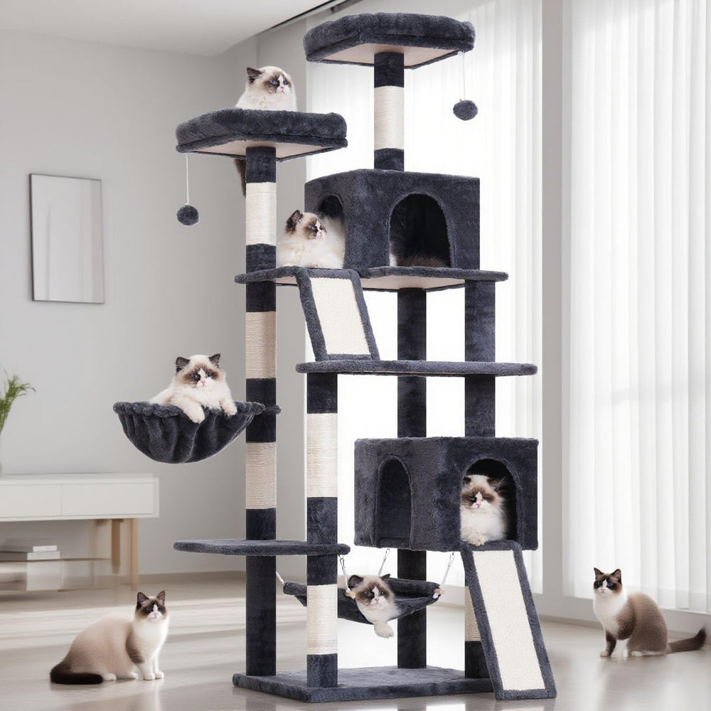 Gitelsnour cat tree smoky gray finish blends with modern decor