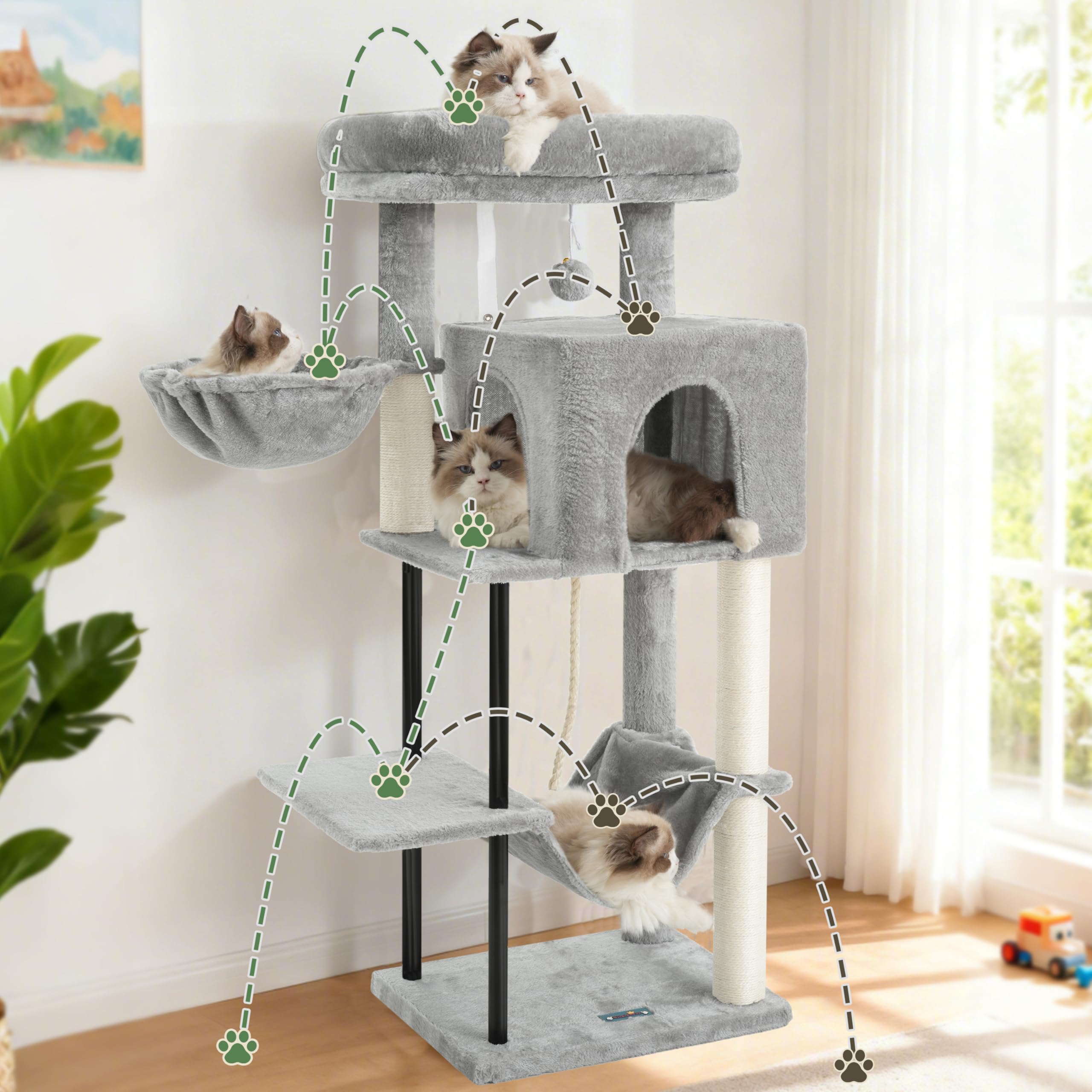 Gitelsnour cat-tree plush fabric delivers soft, cozy contact.