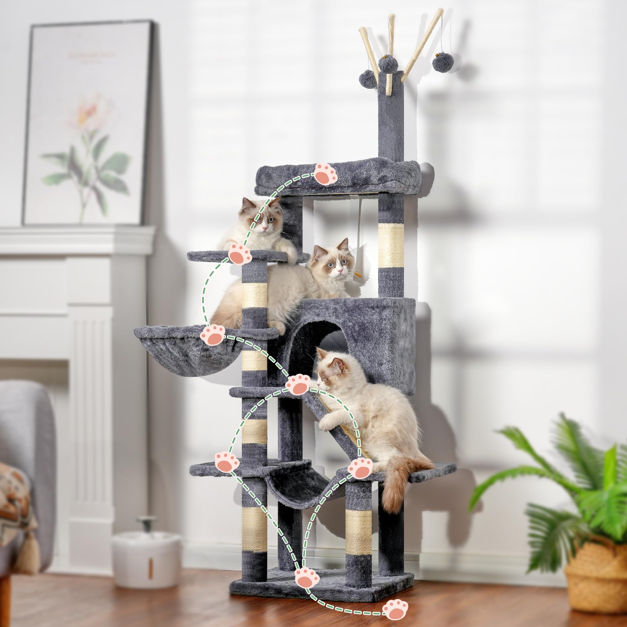 Gitelsnour cat tree plush-wrapped surfaces deliver soft contact during cuddles
