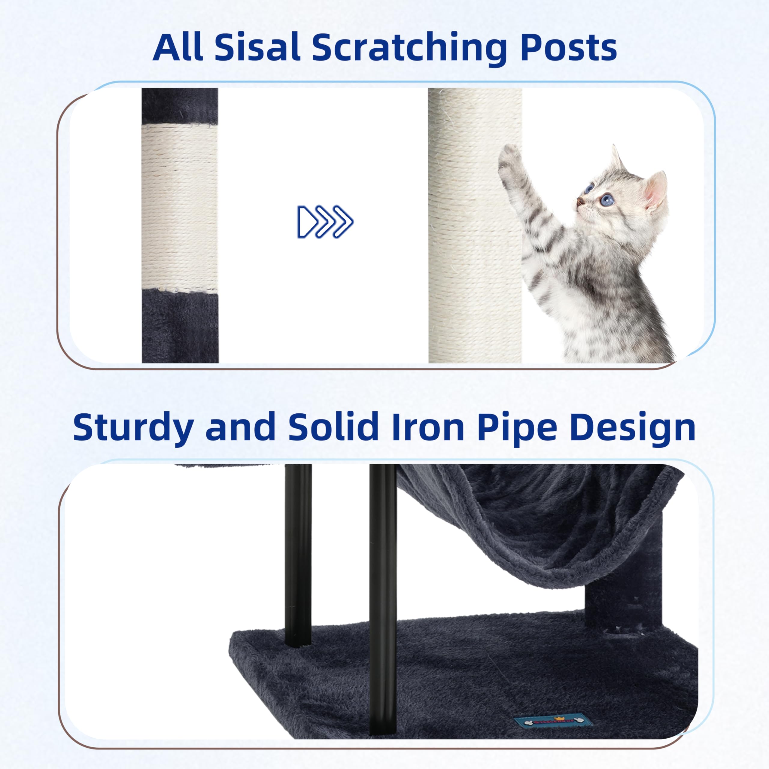 Gitelsnour cat tree steel tube enhances stability and modern home aesthetics.
