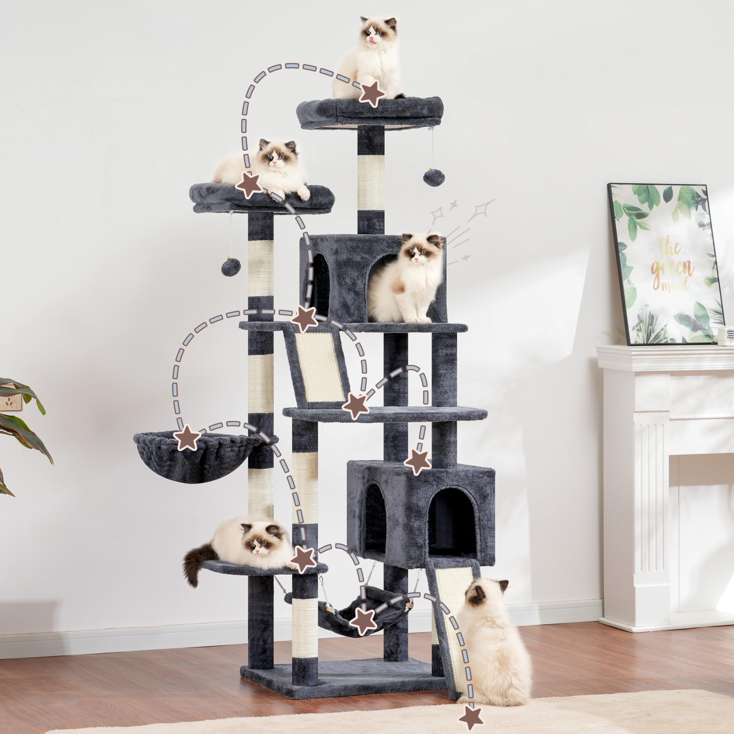 Gitelsnour cat tree suspended fur balls for interactive play