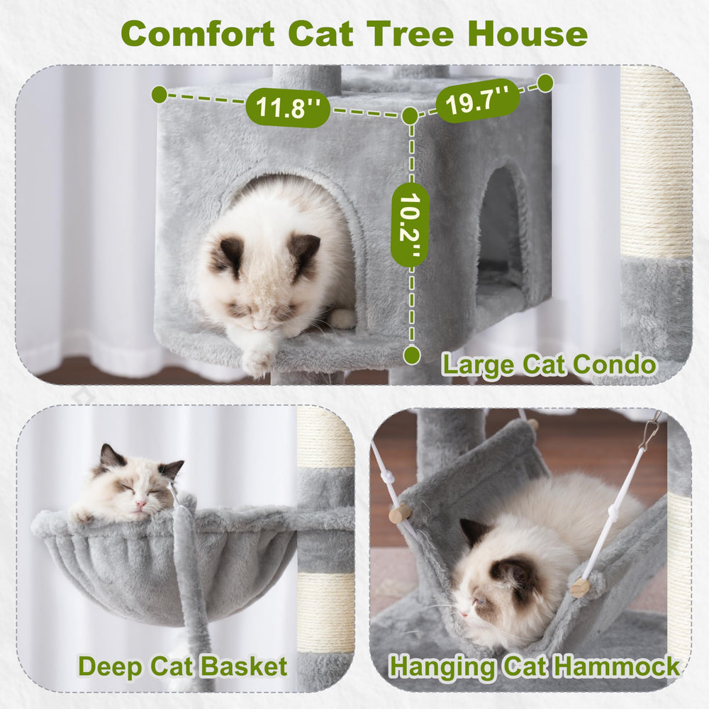 Gitelsnour Cat Tree swinging hammock adds dynamic lounging and play.