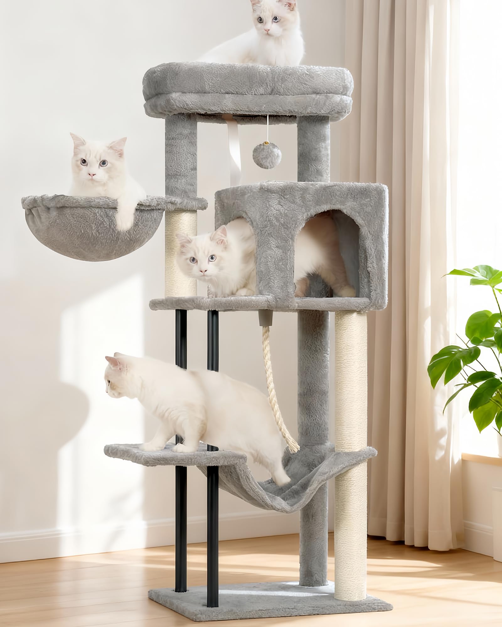 Gitelsnour cat-tree top platform provides a roomy perch for relaxing.