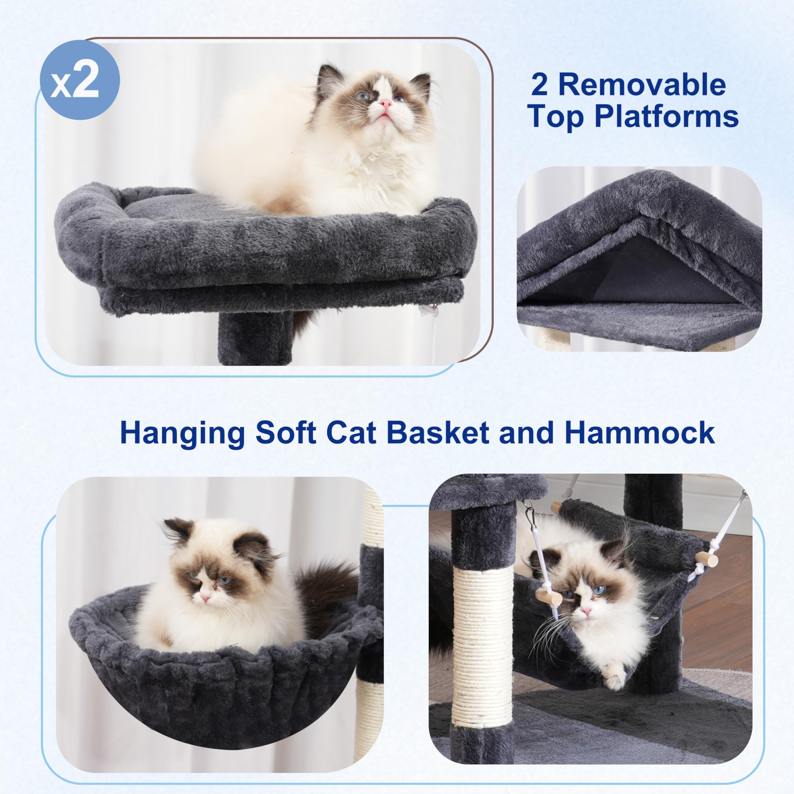 Gitelsnour cat tree plush condos provide private resting spots