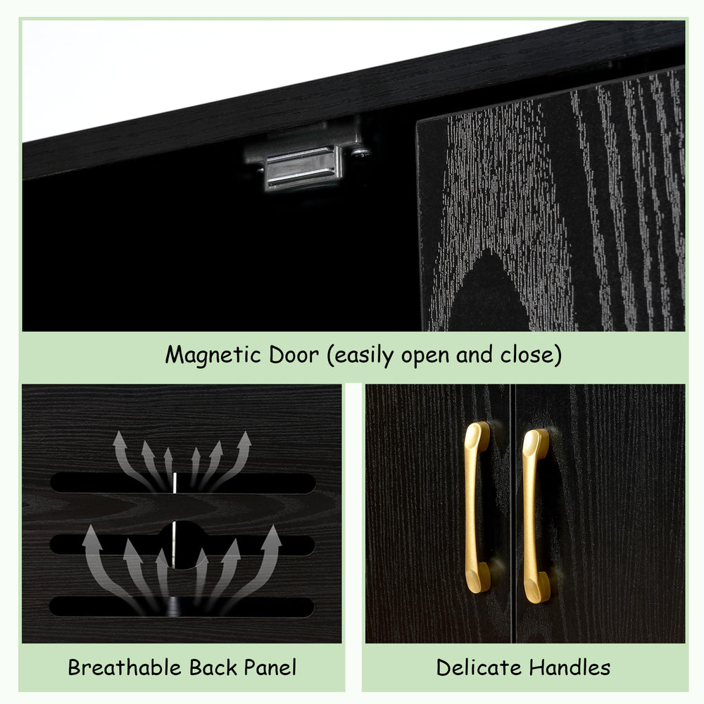 Gitelsnour Litter Box Enclosure black-finish close-up emphasizes modern, durable look.