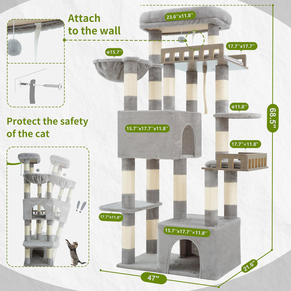 Gitelsnour Maine Coon Cat Tree anti-tipping strap enhances stability.