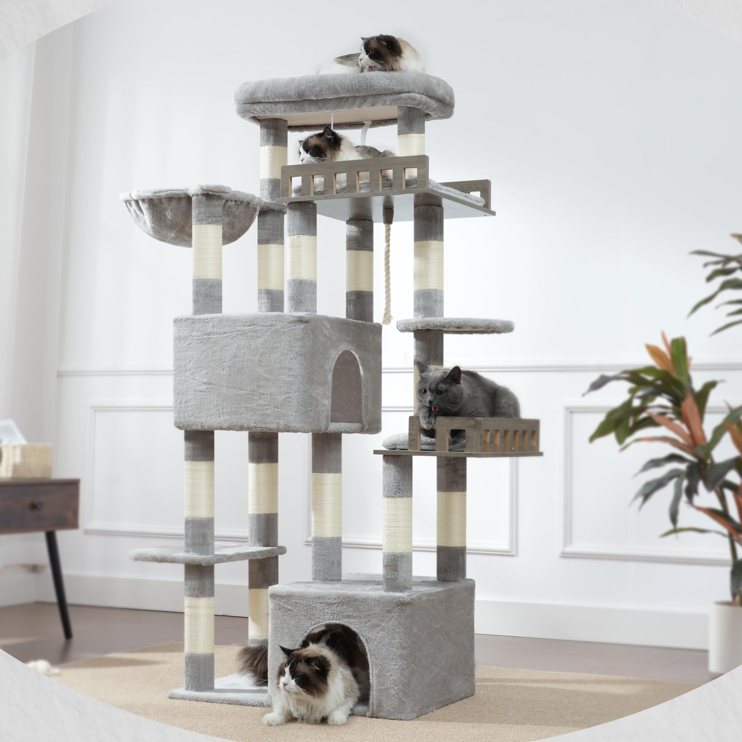 Gitelsnour Maine Coon Cat Tree detachable fabric cover keeps cleaning simple.