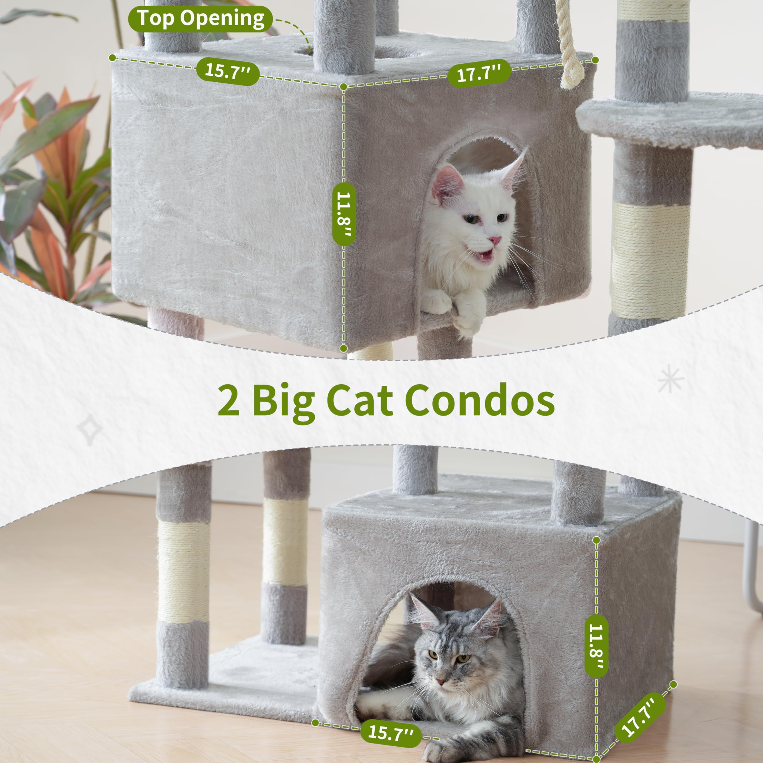 Gitelsnour Maine Coon Cat Tree sisal rope posts satisfy scratching and natural instincts.
