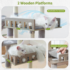 Gitelsnour Maine Coon Cat Tree top perch offers luxurious lounging for large cats.
