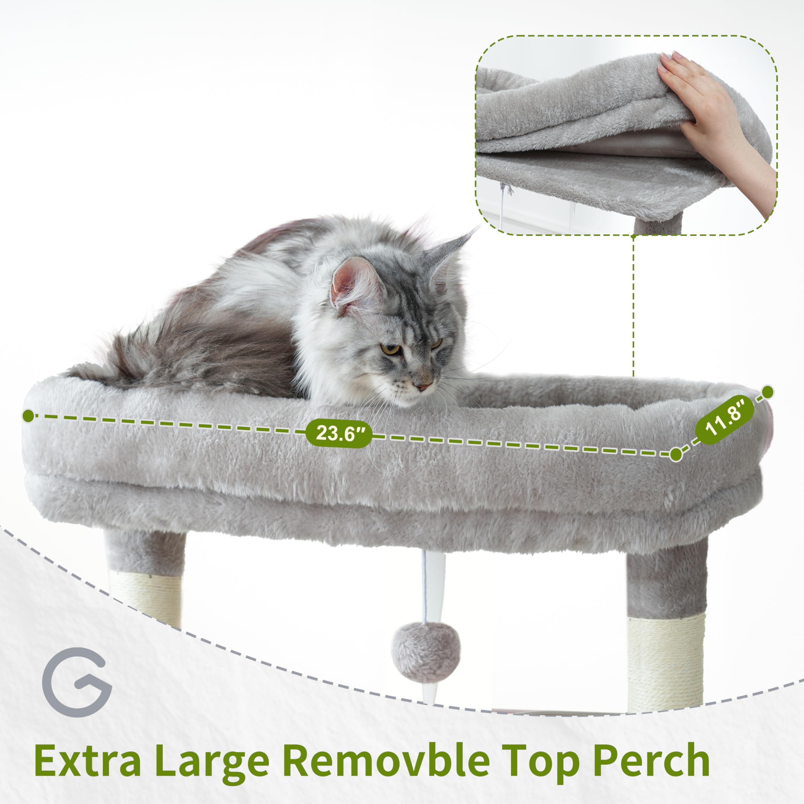 Gitelsnour Maine Coon Cat Tree wooden perches enable easy climbing and resting.