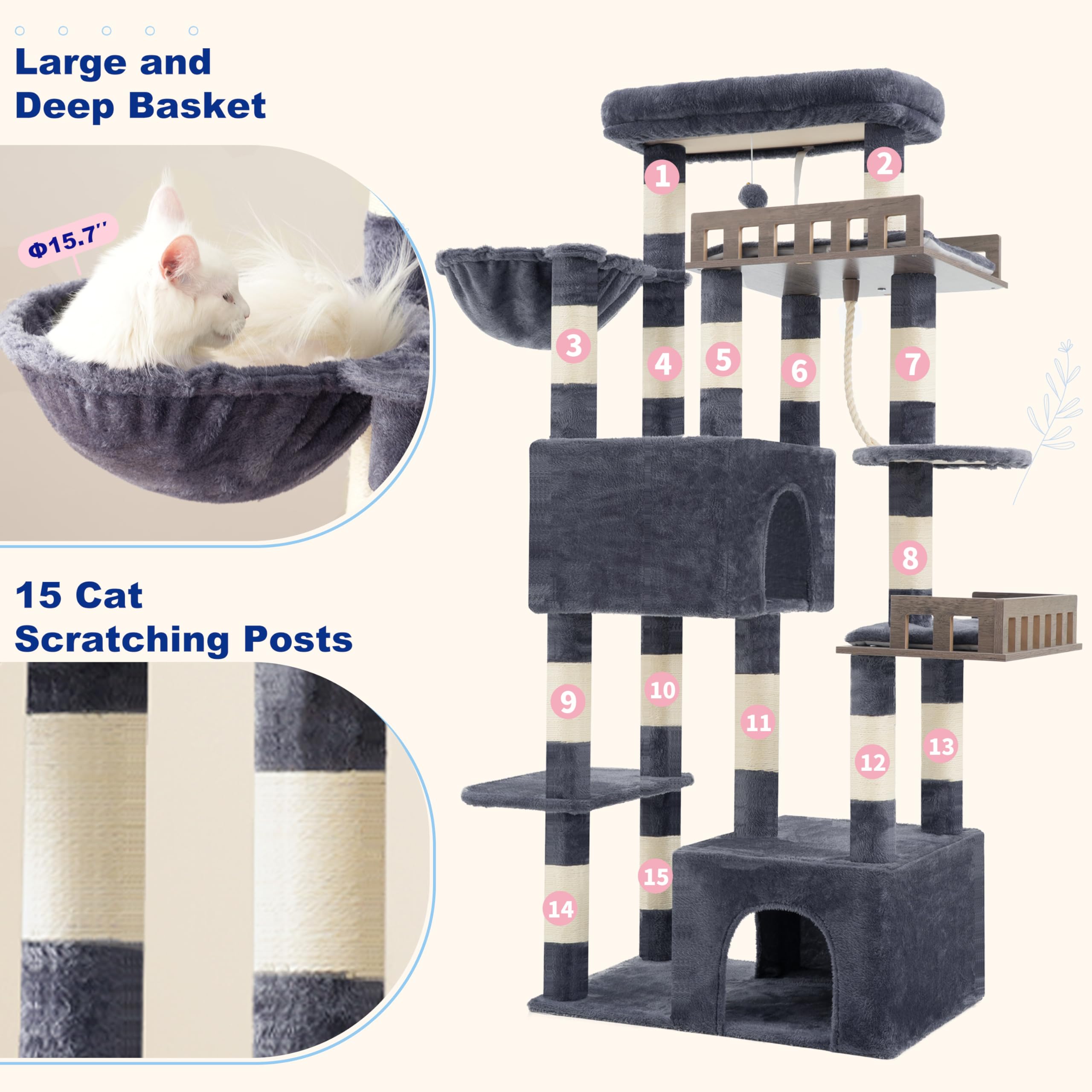 Gitelsnour fifteen sisal scratching posts for claw maintenance
