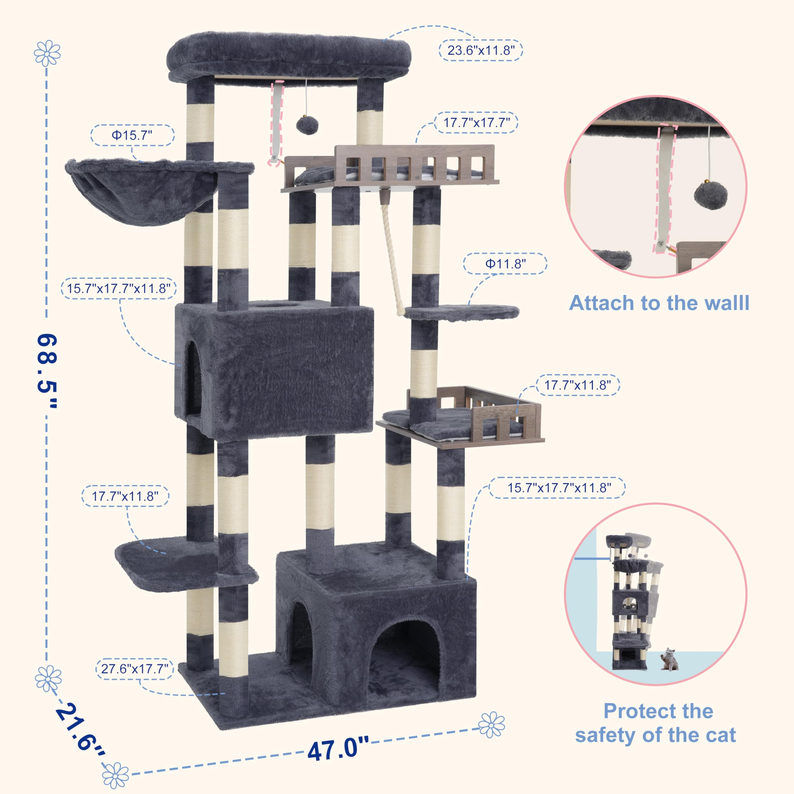 Gitelsnour wide base plate supports stability for multiple cats