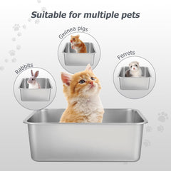 GIUOIDUO stainless steel cat litter box side profile emphasizes stability during digging.