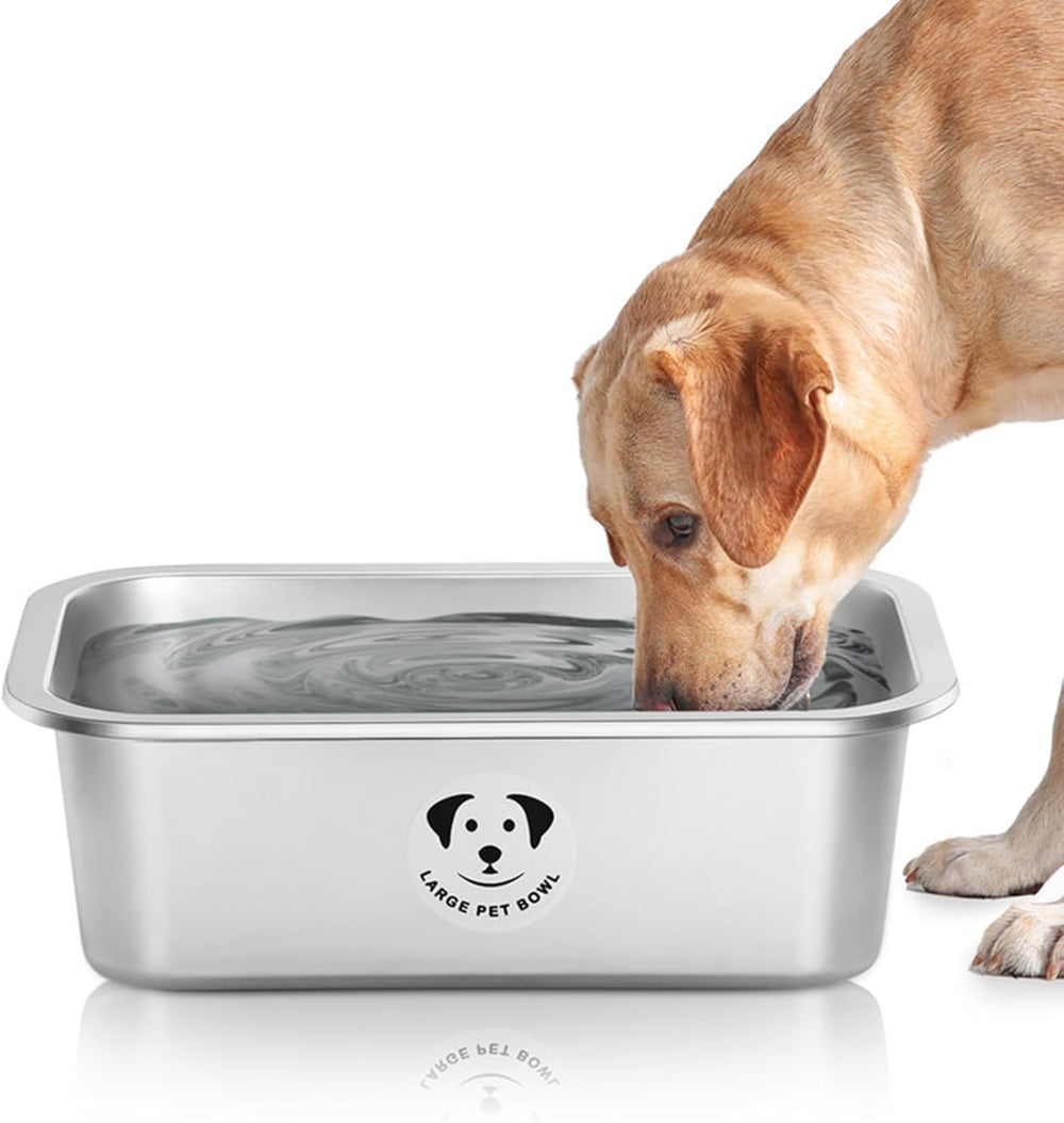 GIXSEGIE stainless steel dog bowl top view with large capacity for big breeds.