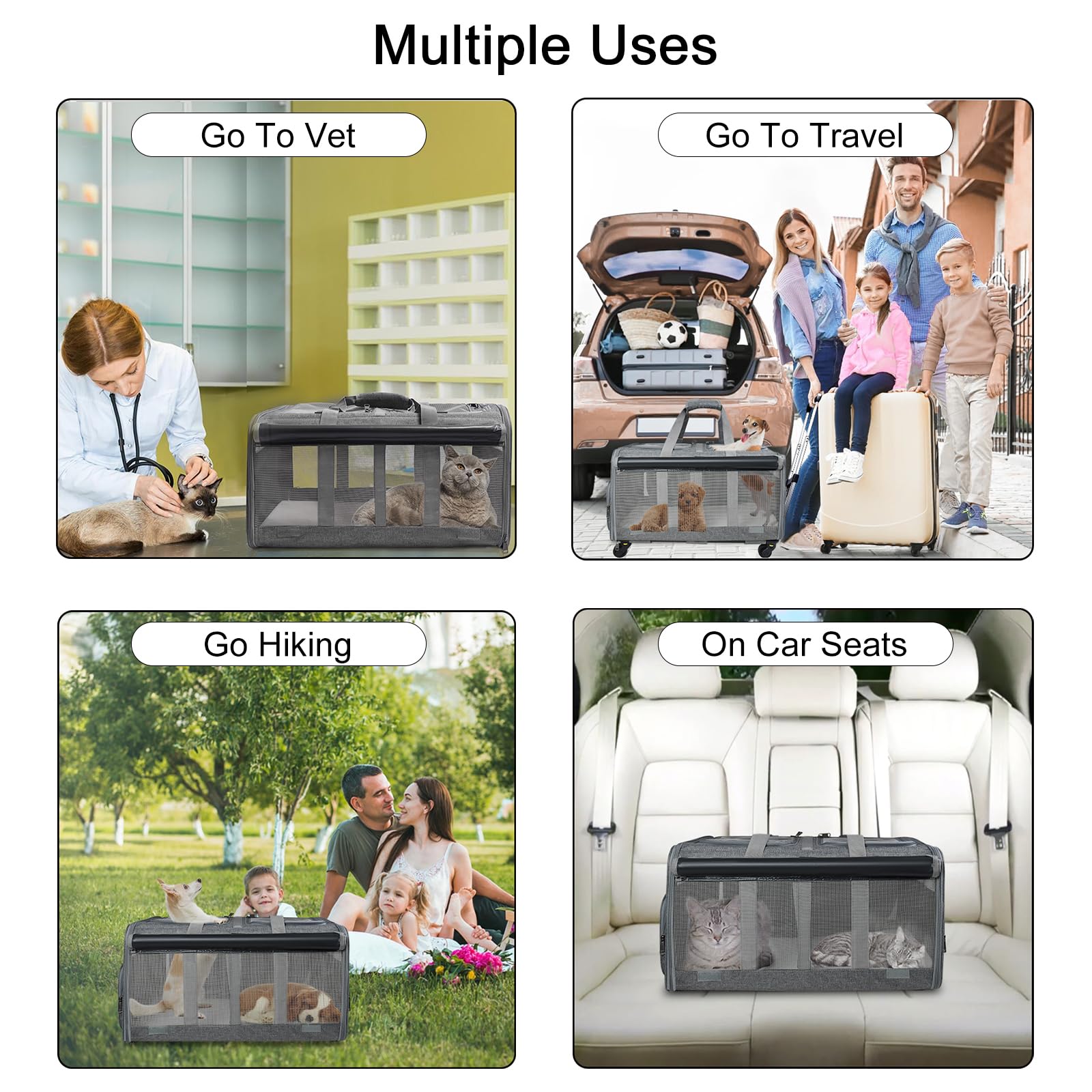 GJEASE carrier with 90-degree handle enables ergonomic travel setup.