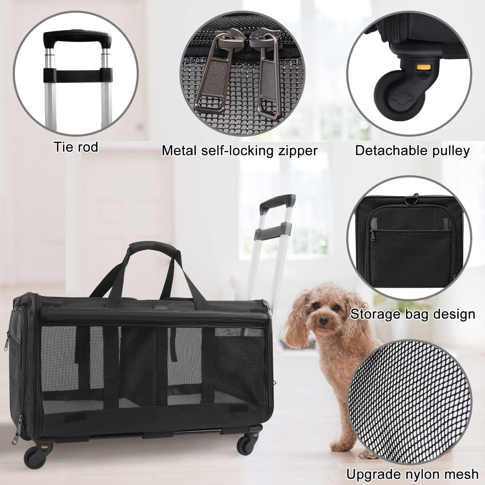 GJEASE Cat Rolling Carrier side pockets store treats and tiny essentials