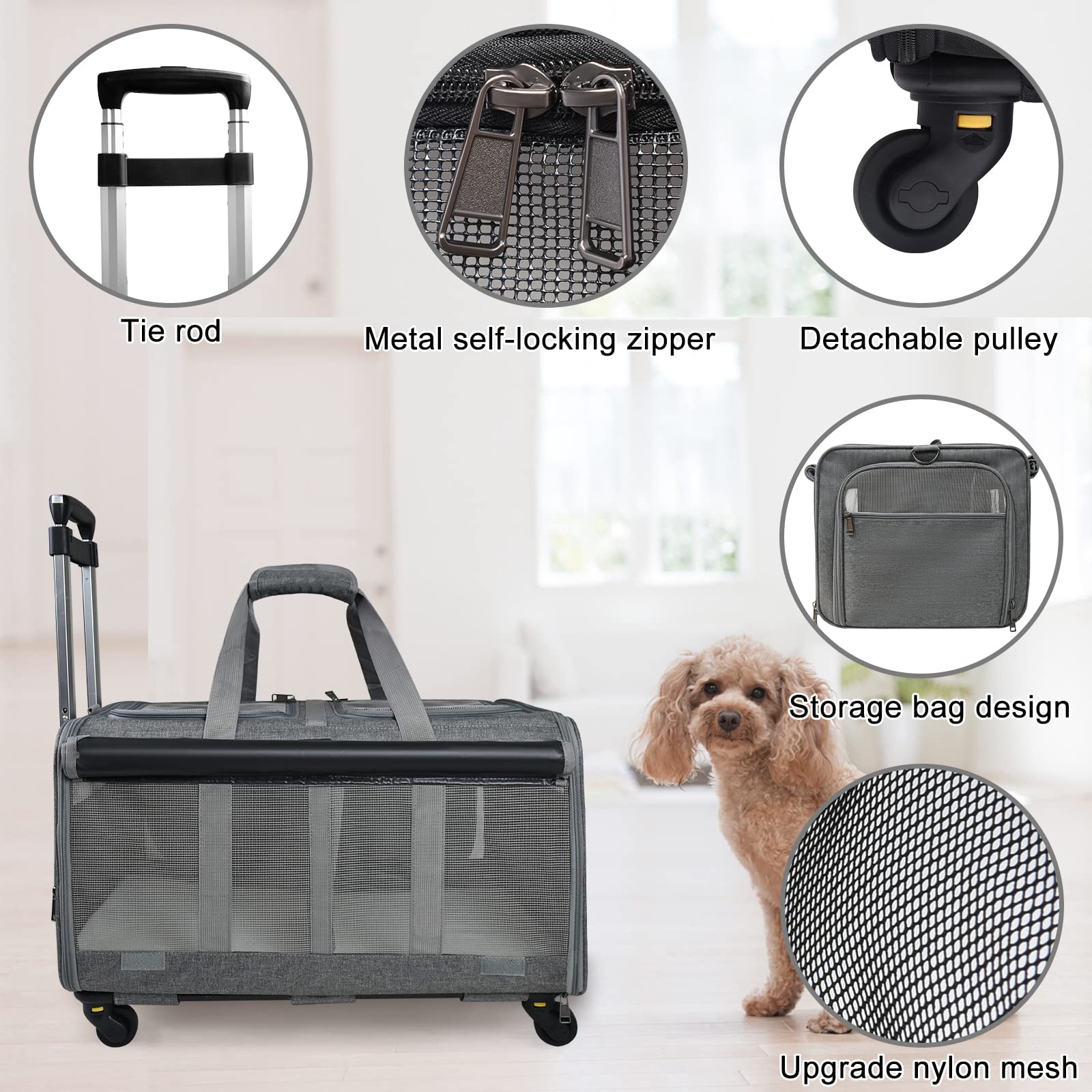 GJEASE carrier side pockets provide space for essentials during trips.