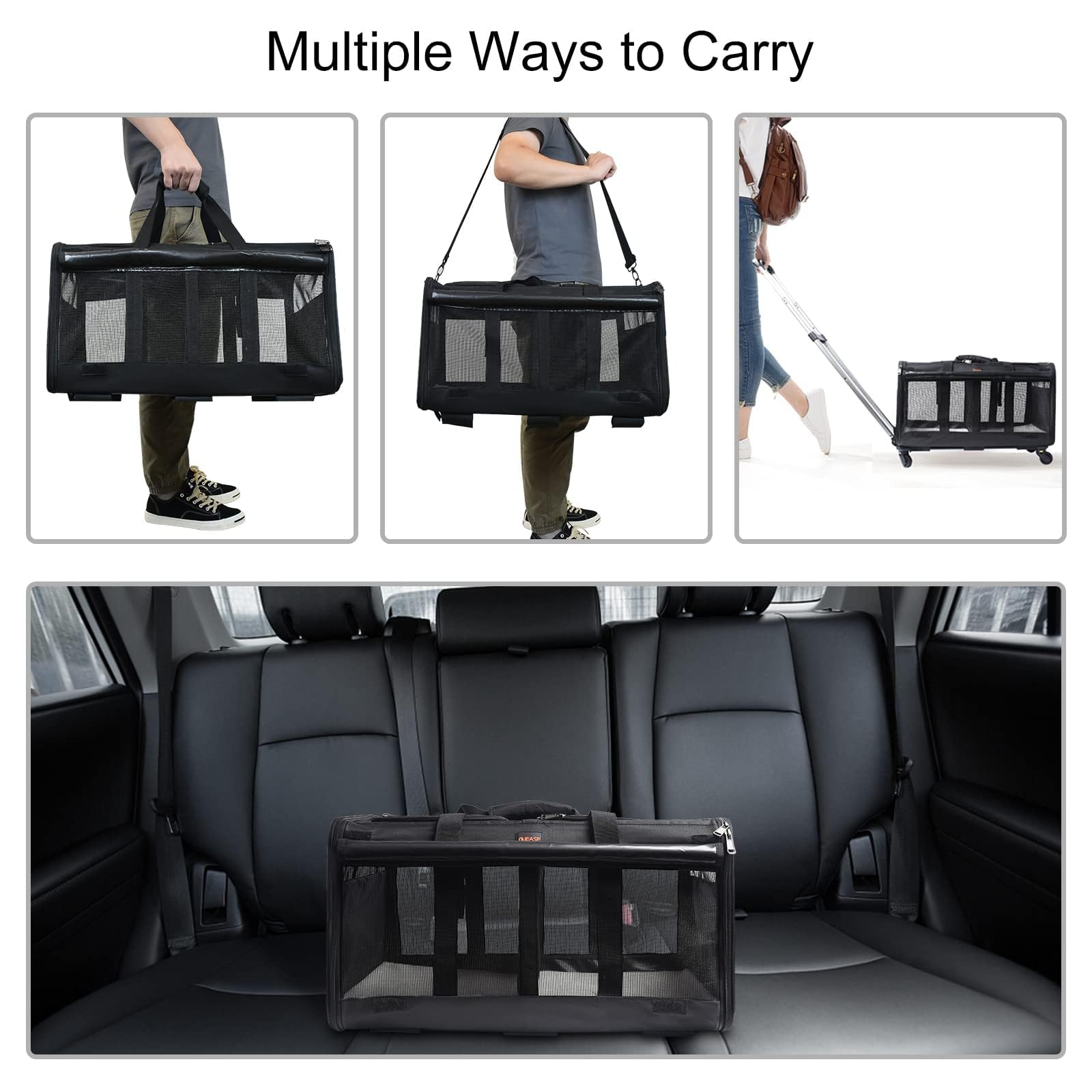 GJEASE Cat Rolling Carrier telescoping handle adjusts to your height for easier maneuvering