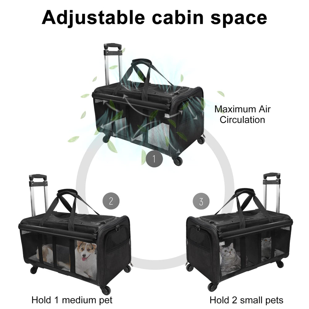 GJEASE Cat Rolling Carrier ventilation mesh windows keep pets comfortable and visible