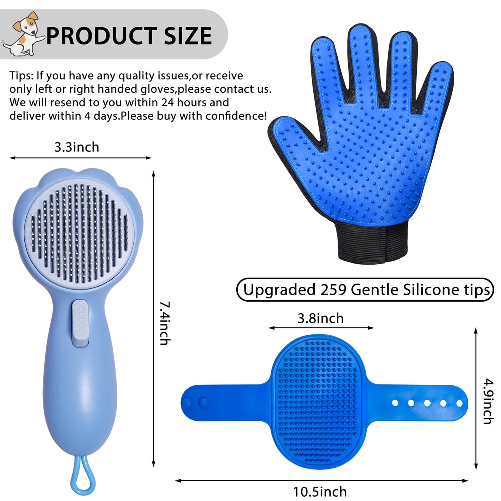 GJEASE cat grooming glove five-finger design aids massage and detangling
