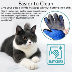 GJEASE glove on dog during brushing offers gentle massage and fur removal.