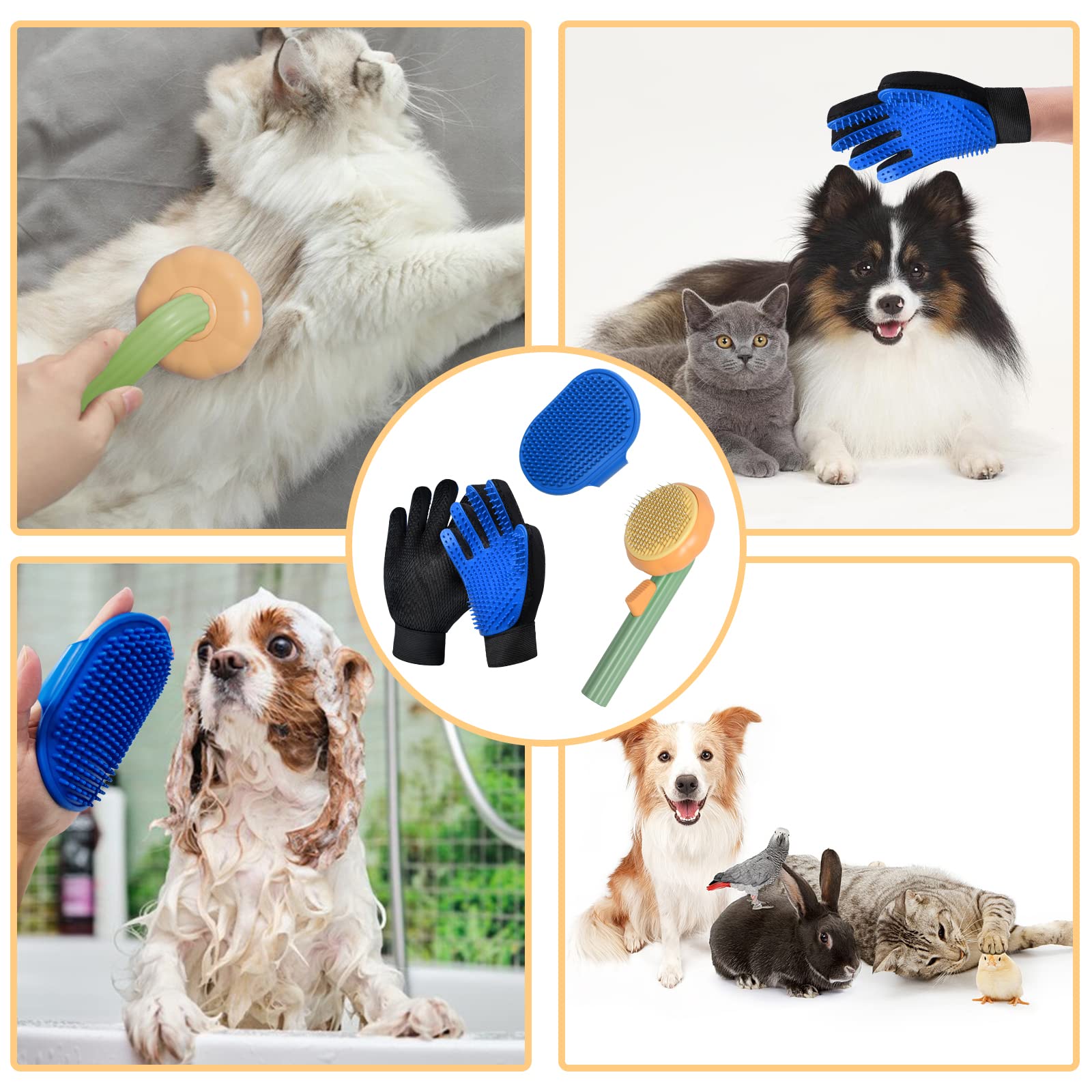 GJEASE ergonomic non-slip handle helps steady brushing during grooming sessions.