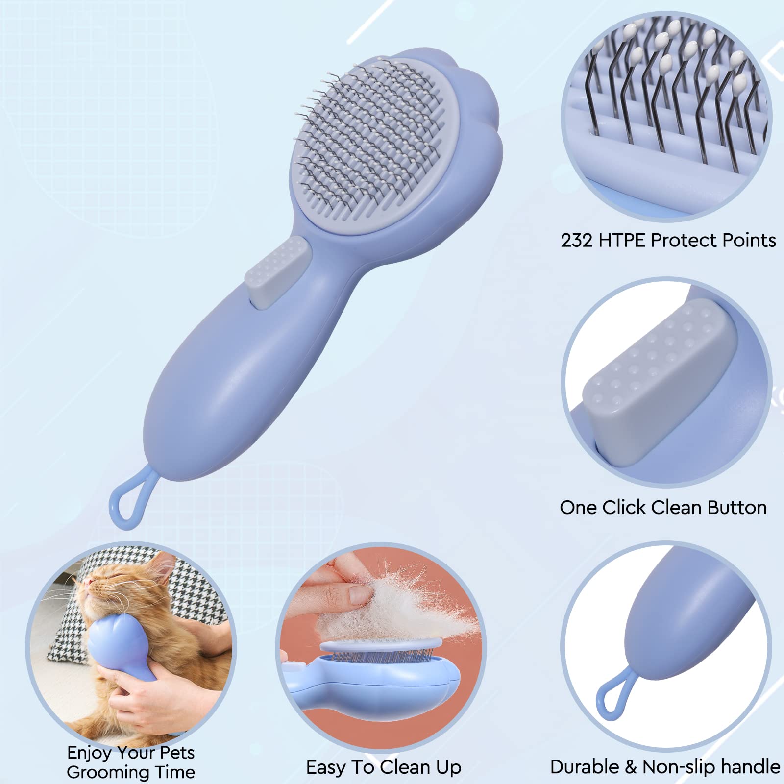 GJEASE skin massage needles 150-degree close-up improves undercoat grooming