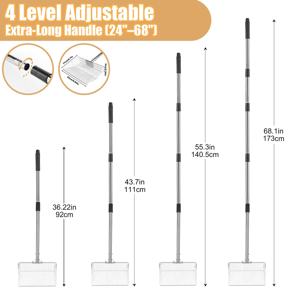 Gjmrar adjustable-length scoop extended to reach high coop corners