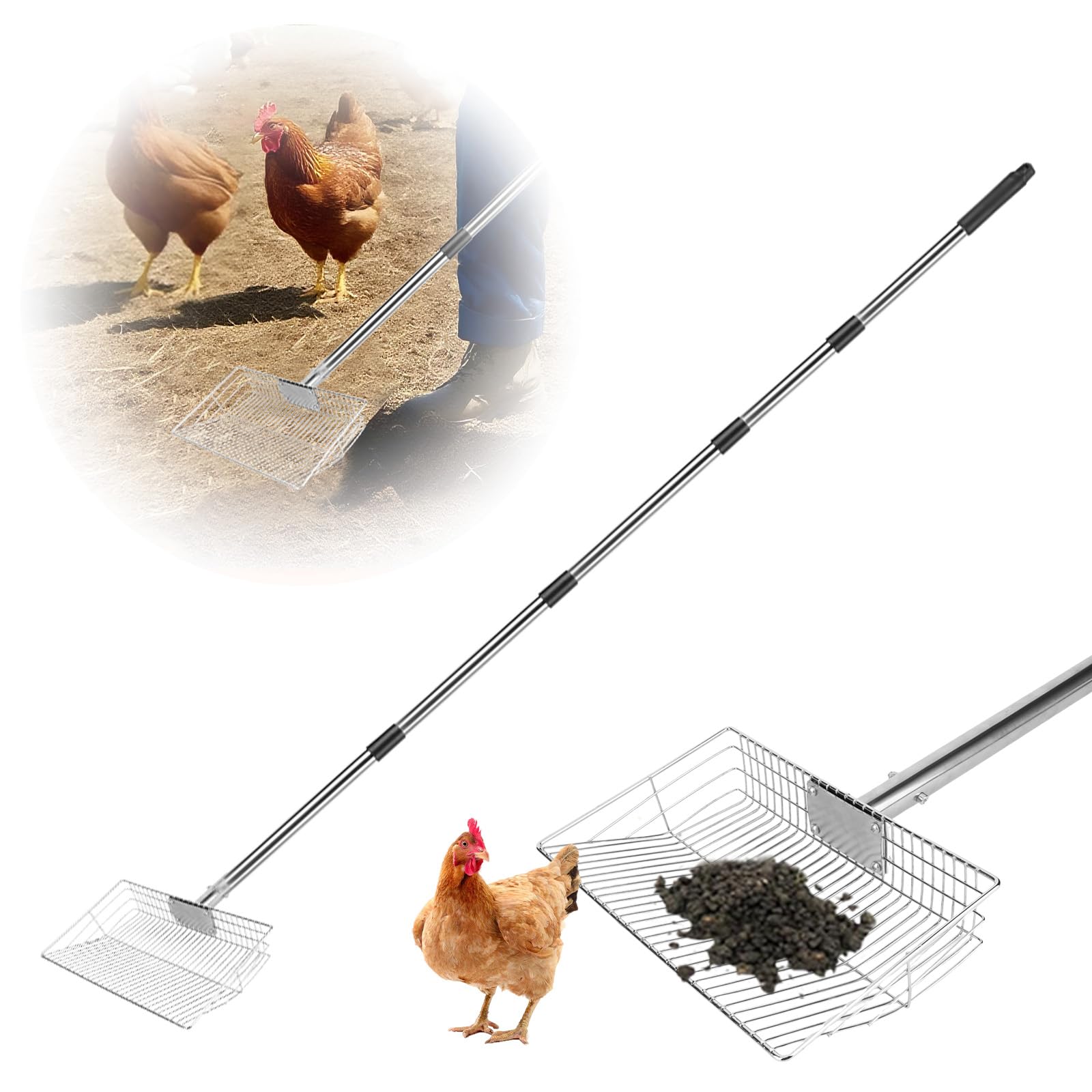 Gjmrar chicken poop scoop angled for easier coop cleaning