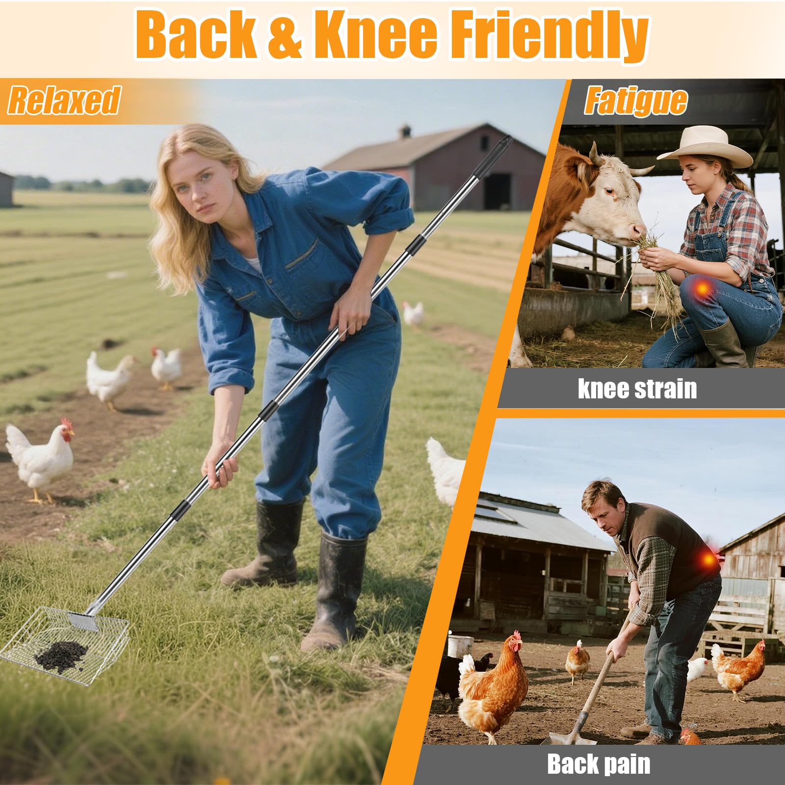 Gjmrar ergonomic long-handle grip reduces bending and strain