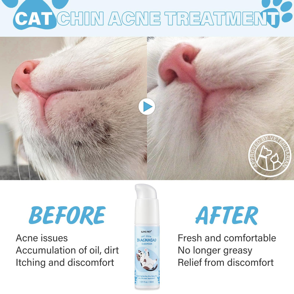 GJYC PET cat chin acne kit packaging shown for convenient at-home use.