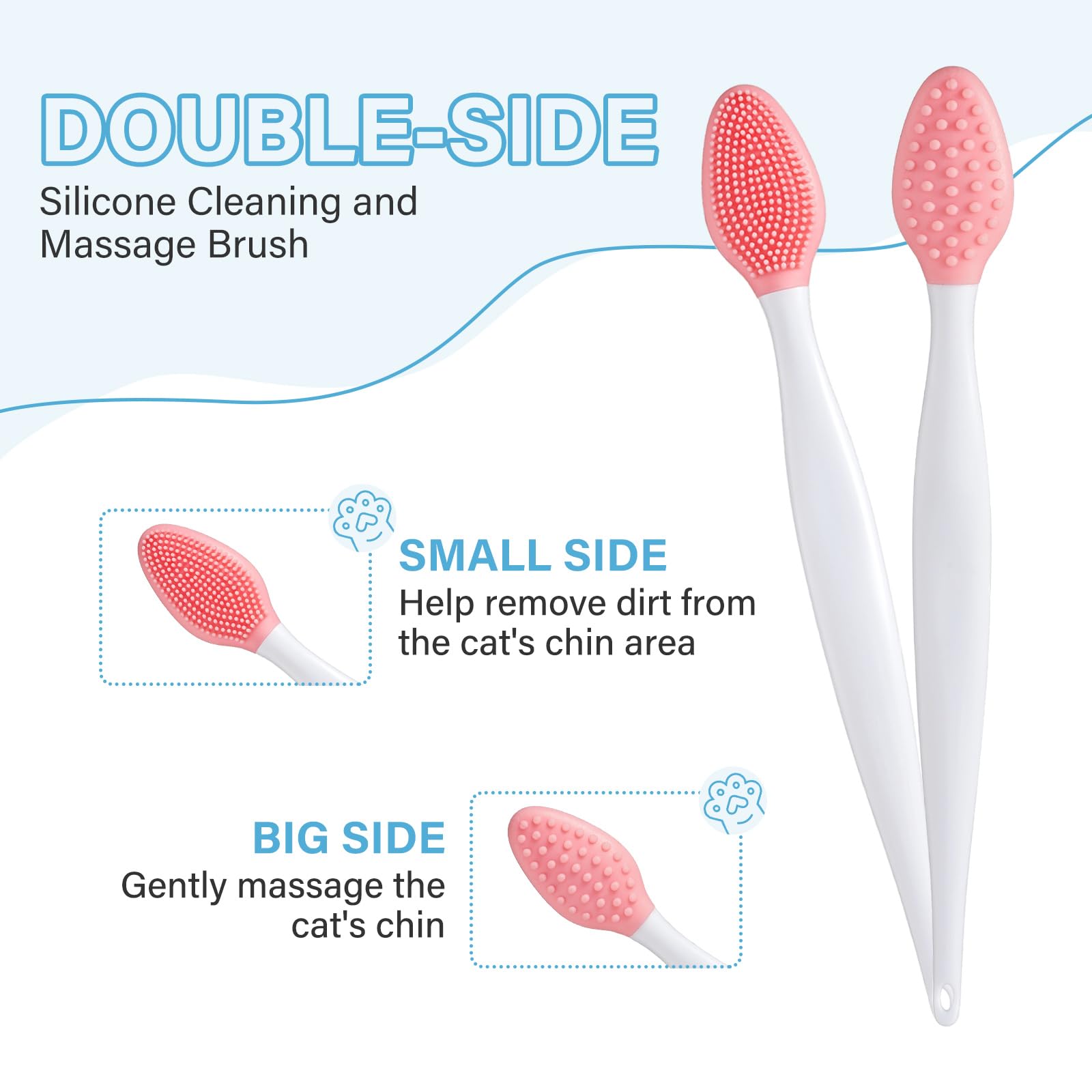 GJYC PET cleanser brush dual-head closeup showing thorough cleansing and delicate touch.