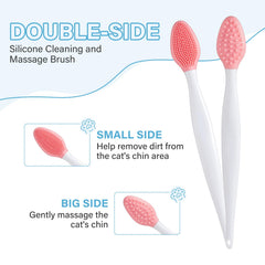 GJYC PET cleanser brush dual-head closeup showing thorough cleansing and delicate touch.