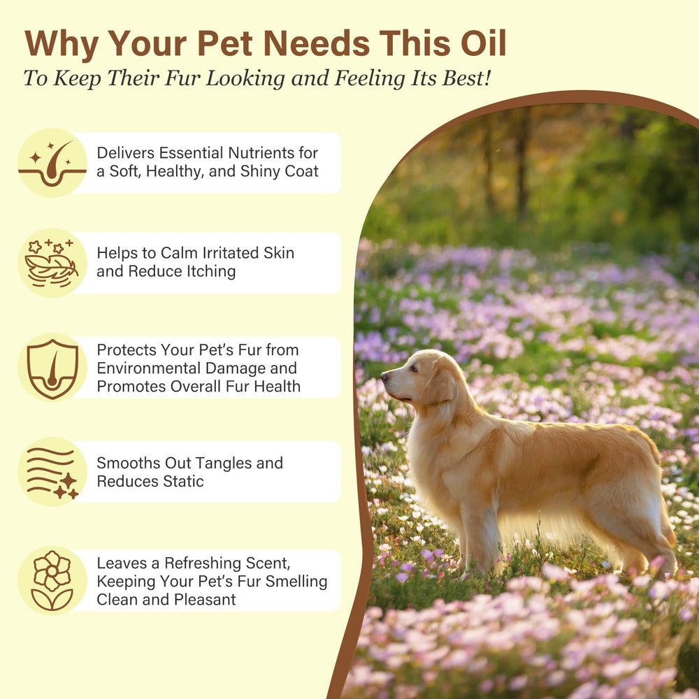 GJYC PET Collagen Natural Oil Blend nourishes and moisturizes fur