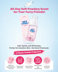 GJYC PET dog and cat cologne spray-action image shows quick odor-control refresh