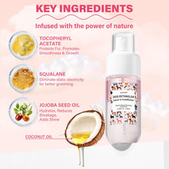 GJYC PET Dog Detangler bottle closeup highlighting nourishing oils.