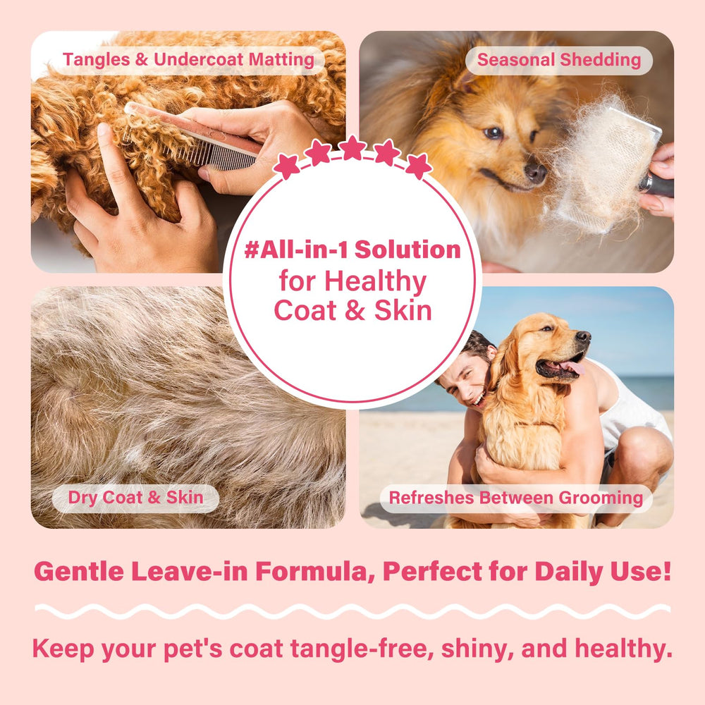 GJYC PET Detangler after brushing showing smoother, shinier coat.