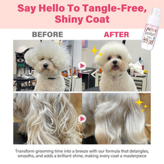 GJYC PET Detangler ingredients scene featuring coconut oil and jojoba for conditioning.