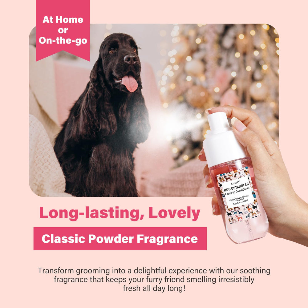 GJYC PET Detangler packaging and 3.38 fl oz size for home use.