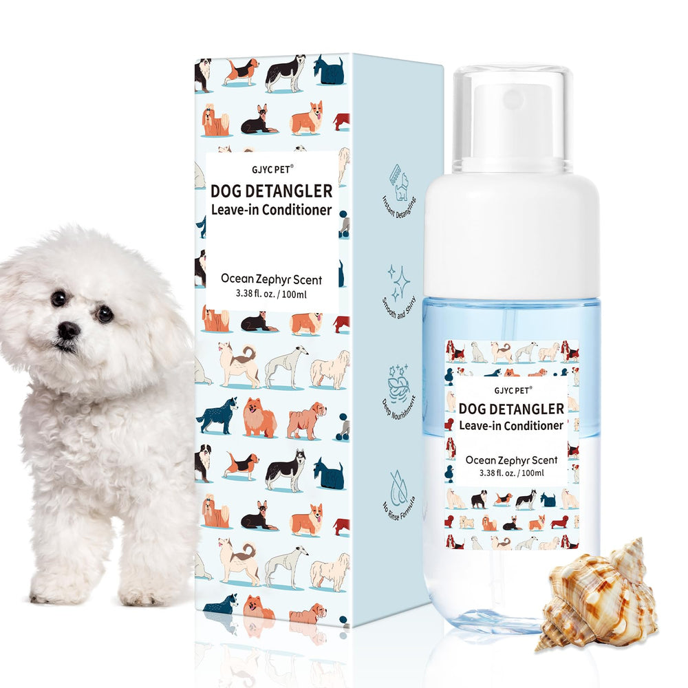 GJYC PET dog detangler spray bottle for quick tangles-free brushing and silky coat.